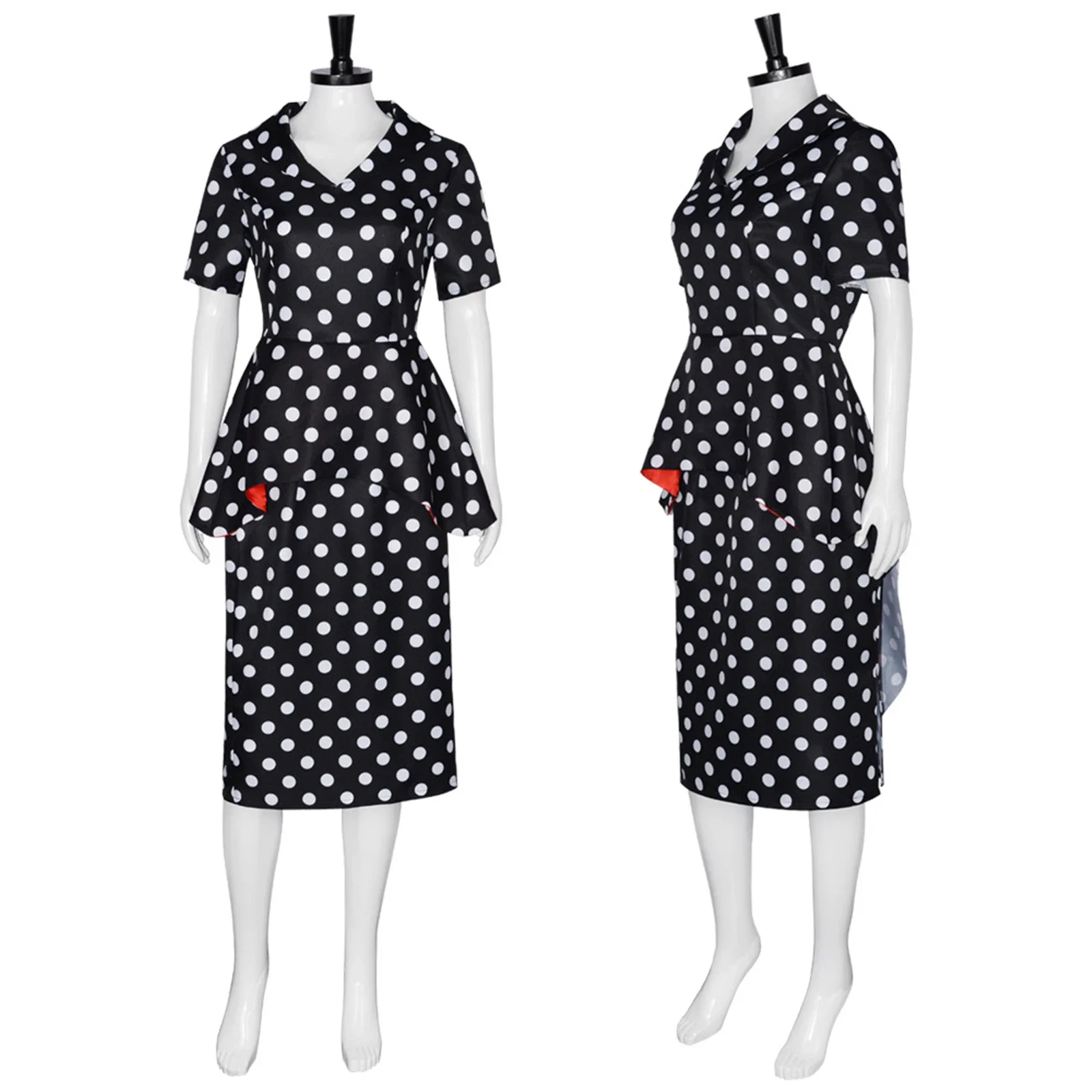 Film Coraline Mother Dress Cosplay Costume Black White Polka-Dotted Dress Suit Halloween Party Uniform Skirt Casual Daily Outfit