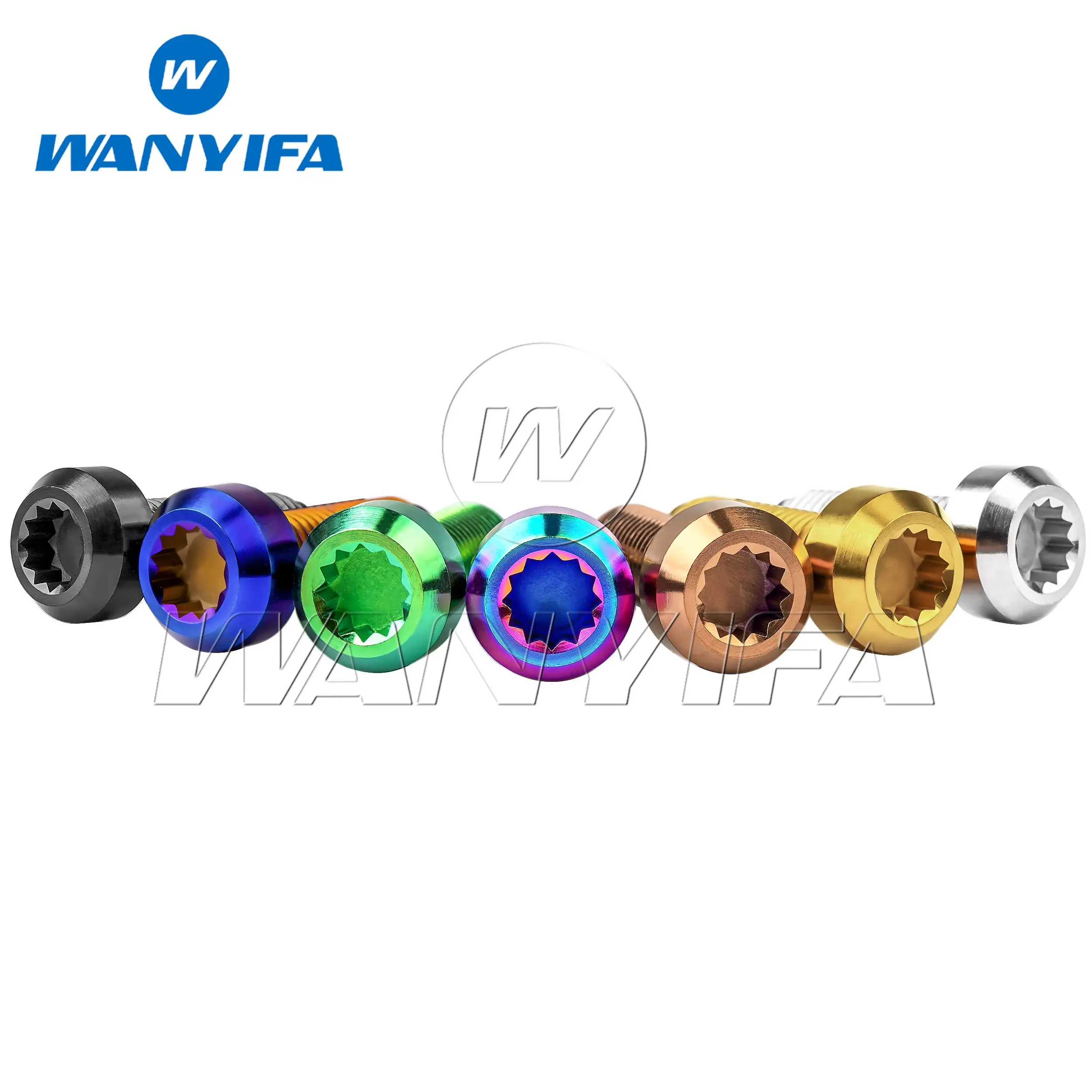 Wanyifa 10/15pcs Titanium Bolts 12 Point Spline Drive M7x24.5mm Forged Spline Head 6.4mm Drive for Automotive Split Rim Systems