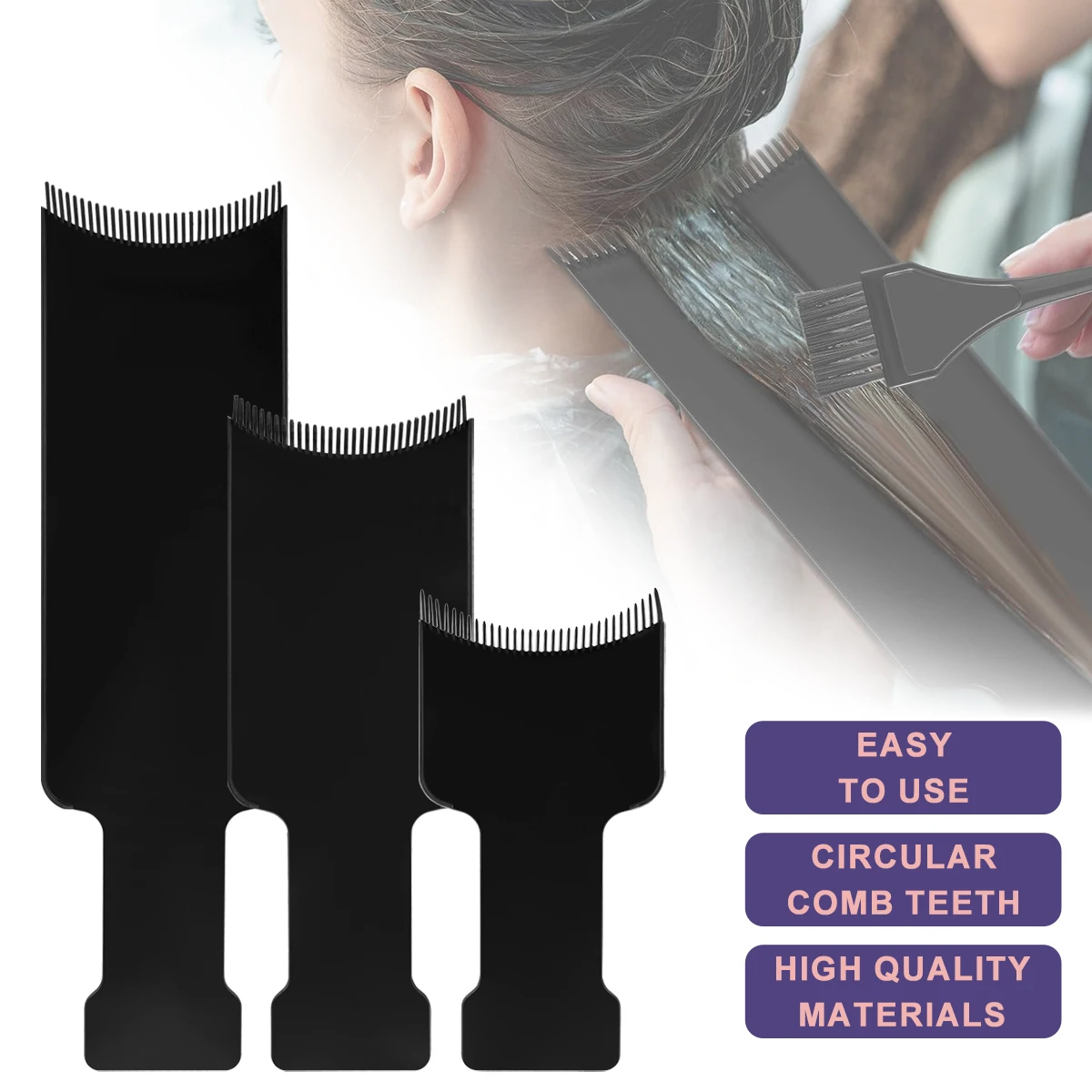Professional Hair Color Palette Board Kit Toothed Belt - 3 Models Salon Stylist Dye Mixing Tool for DIY Hairdressing & Beauty