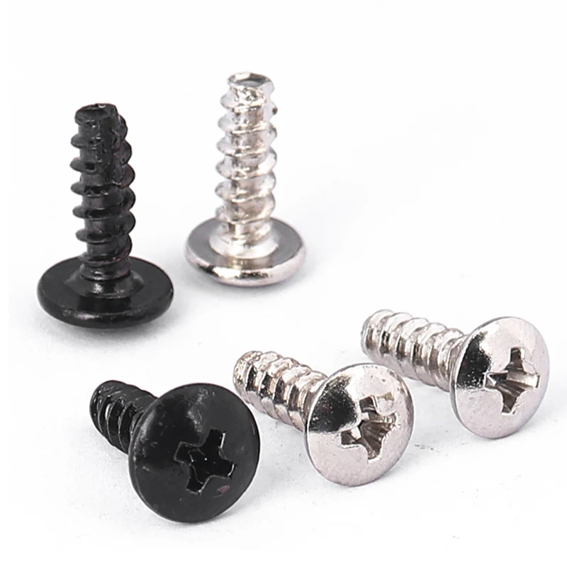 50/ 100pcs M3 M3.5 M4* L Steel Nickel/ Black Zinc Plated Phillips Truss Head (Cross Recessed Mushroom Head) Self Tapping Screw