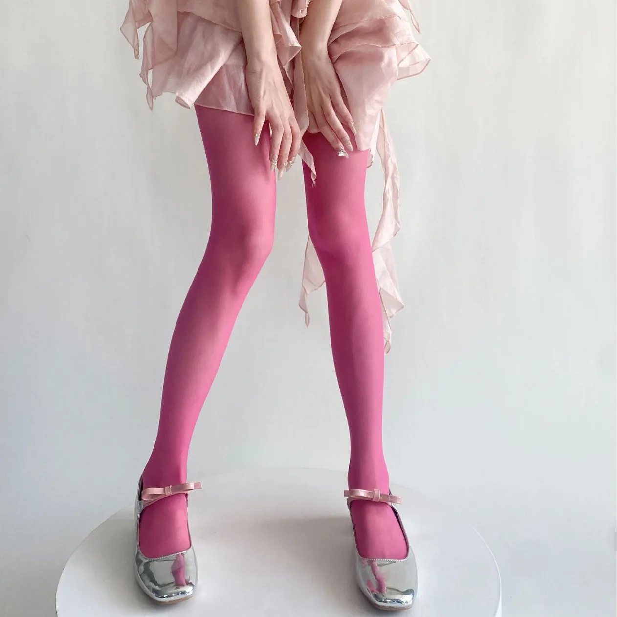 

Pink Blue Thin Women Tights Korean Fashion JK Silk Matte Finish Comfortable Velvet Bottoming Stockings Soft Nylon Pantyhose