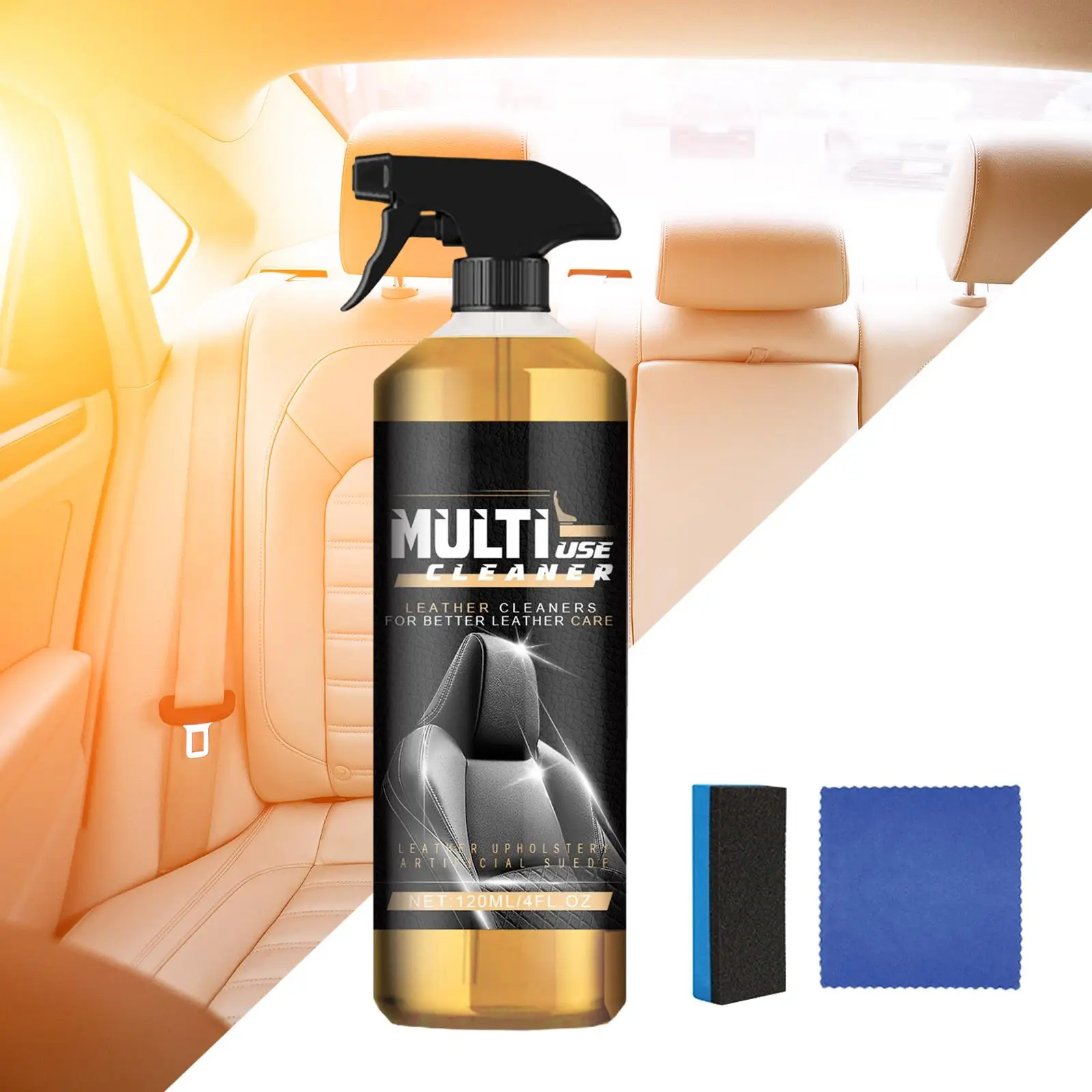 Car Leather Cleaner Set Multifunctional with Cloth Accessories Car Cleaning Supplies for Sofa Furniture Coach Shoes Purses