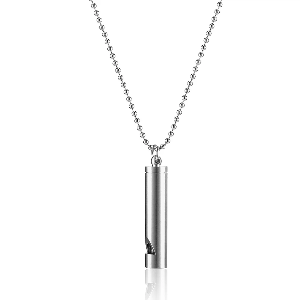 Hip Hop Whistle Pendant Necklace Men Women Outdoor Survival Camp Cylinder Emergency Necklace Jewelry