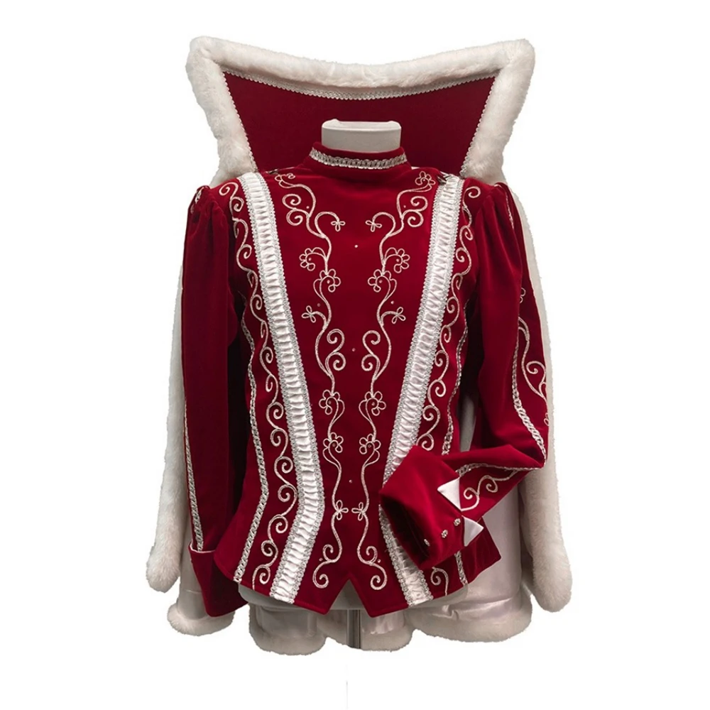 

Tudor Elizabethan Queen Walking Costume Empire Princess Red Uniform with Cape Victorian Renaissance Wedding Party Gown