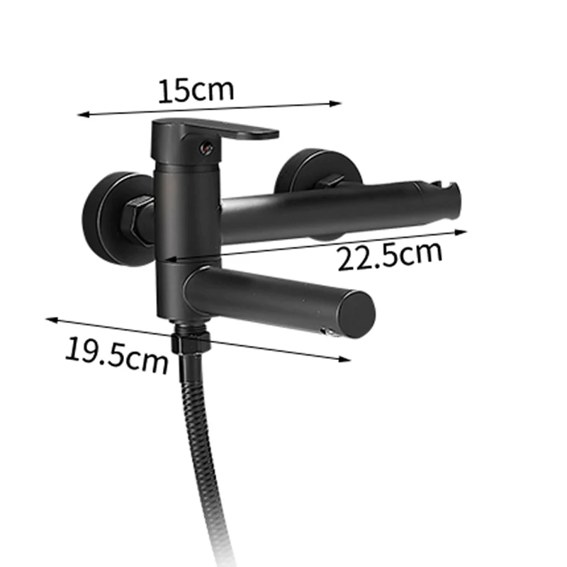 

In Wall Rotating Spout Bathroom Tub Mixer Tap Single Handle multifunction Handshower Shower System Black Bathtub Faucet