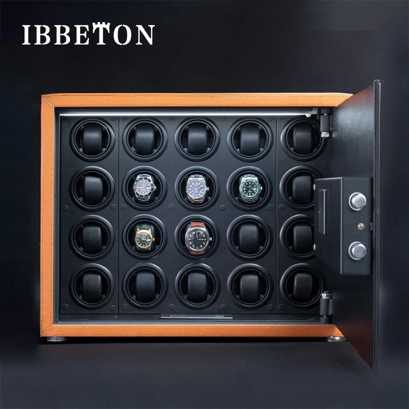 Enrolador de relógio automático de luxo, bloqueio de impressão digital, caixa segura, motor silencioso, armazenamento de relógio, vitrine para relógios mecânicos