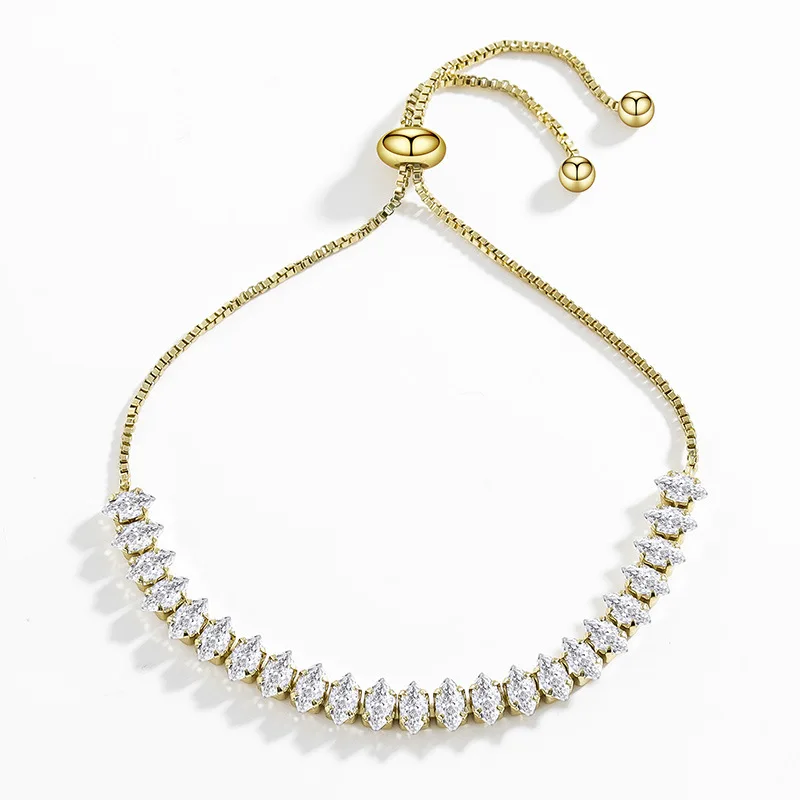 Bracciale regolabile telescopico geometrico in argento sterling 925 di nicchia di lusso leggero con zirconi, gioielli a mano con diamanti pieni di moda femminile