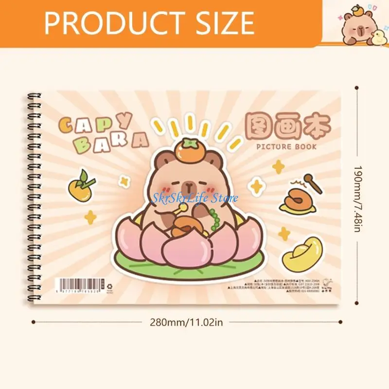 E65E دفتر رسم مزدوج لفائف 100GSM دفتر رسم ورقي سميك مجلة رسم محمولة لرسم الطالب الفنان #6