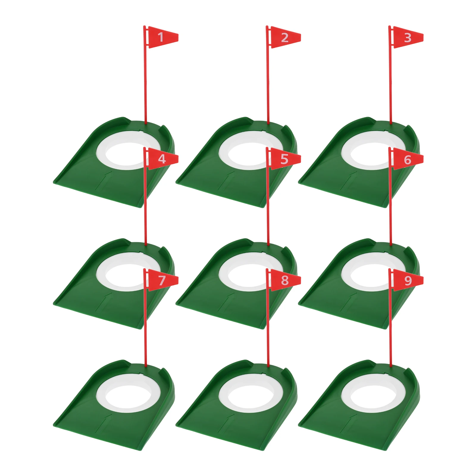 

9pcs Golf Putting Hole Cup with Red Flag Plastic Indoor Outdoor Putter Practice Training Aids Home Yard 18 x 13.5cm