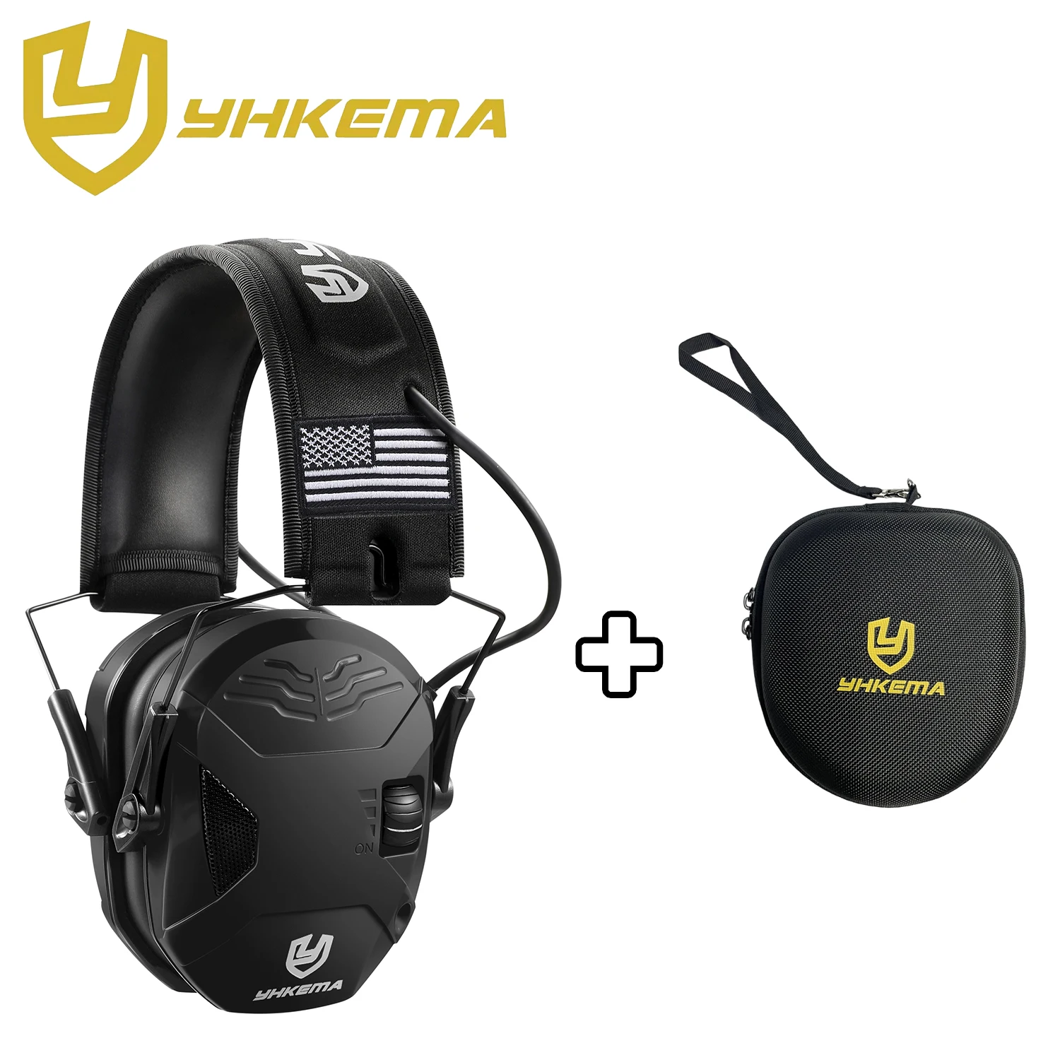 yhkema-タクティカルアクティブイヤーディフェンダー電子射撃用イヤーマフアンチノイズヘッドフォン耐衝撃性ハードキャリングケース付き