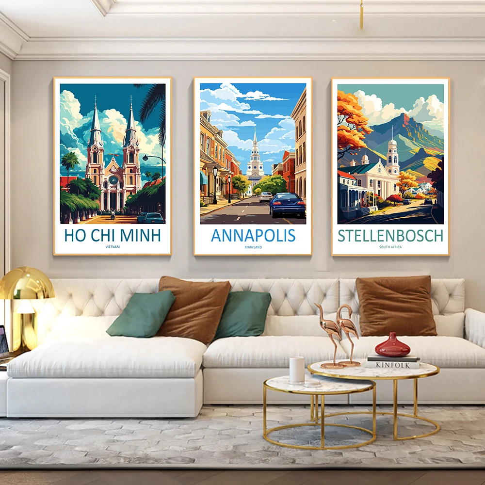 

Annapolis city travel print Maryland Vietnam Stellenbosch travel wall art poster South Africa home decor gift for travel lovers