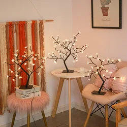 D2 24/36/48 Leds Cherry Blossom Tree Light Table Desk Lamp USB Powered Flower Bonsai Tree Night Light Home Party Christmas Decor