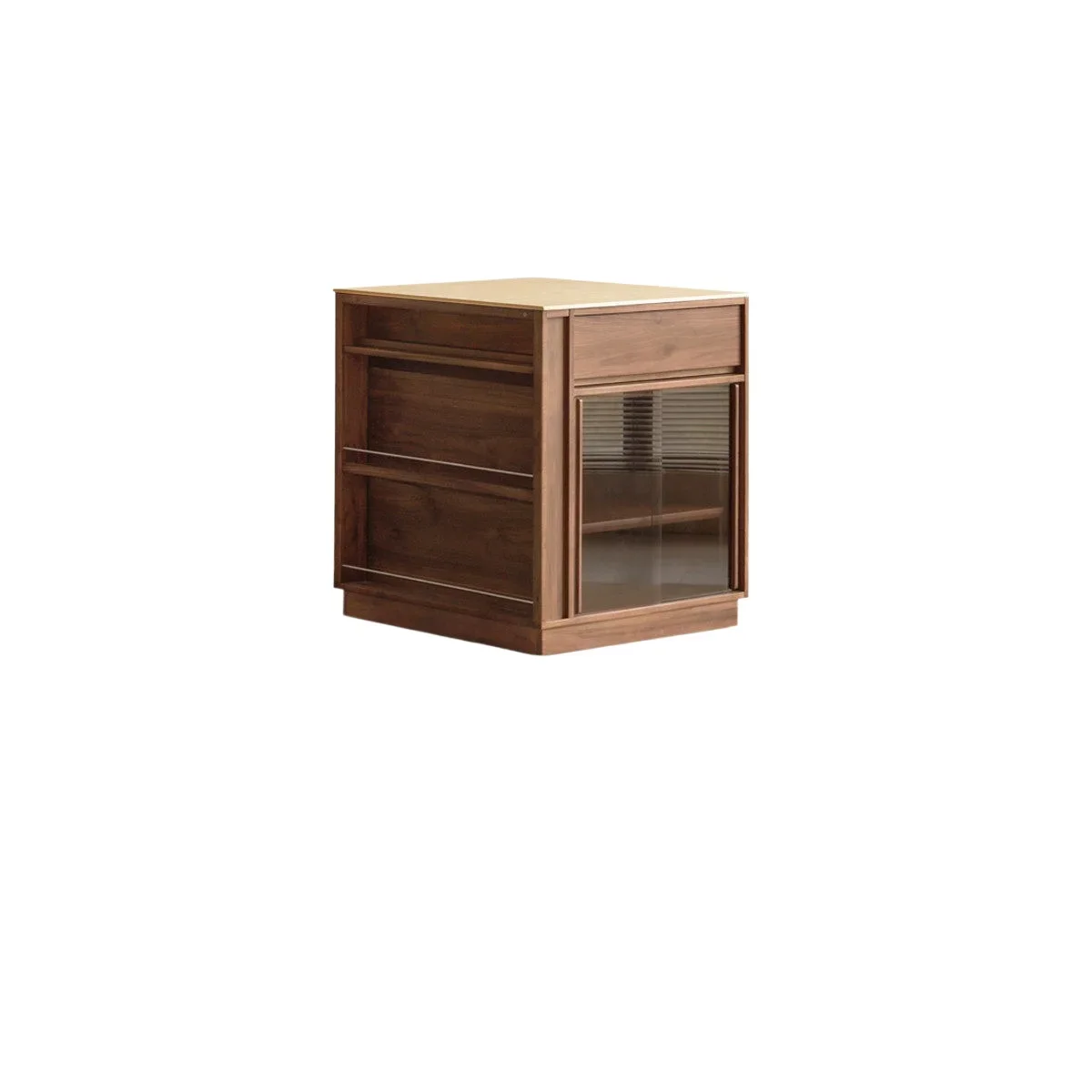 CX Solid Wood Island Restaurant Retractable Slate Dining Table Locker Home Console