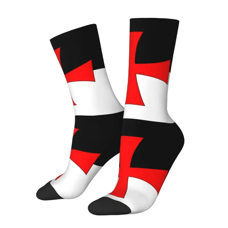 Knights Templar Flag Mens Crew Socks Unisex Kawaii 3D Print Medieval Warrior Cross Dress Socks