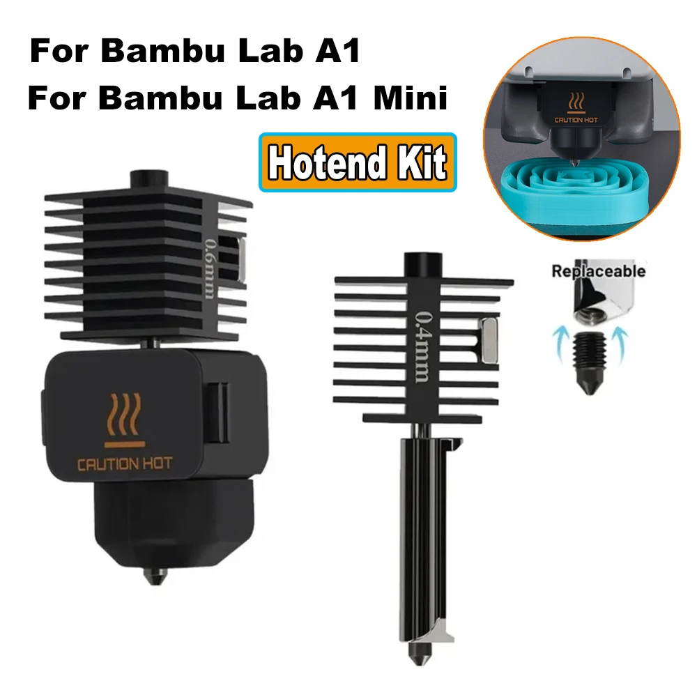 

Для Bambu Lab A1 Mini Hotend Kit Обновление аксессуаров для 3D-принтеров Насадка из закаленной стали Hot End для бамбуковых комплектов Bambulab A1 Hotend