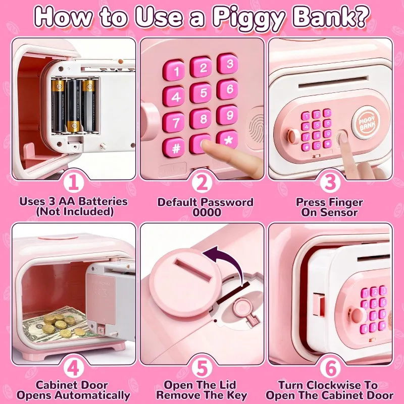 漫画のお金箱、パスワード、音と光センサー付き - 子供用銀行、指紋パスワード電子貯金箱-Y44A