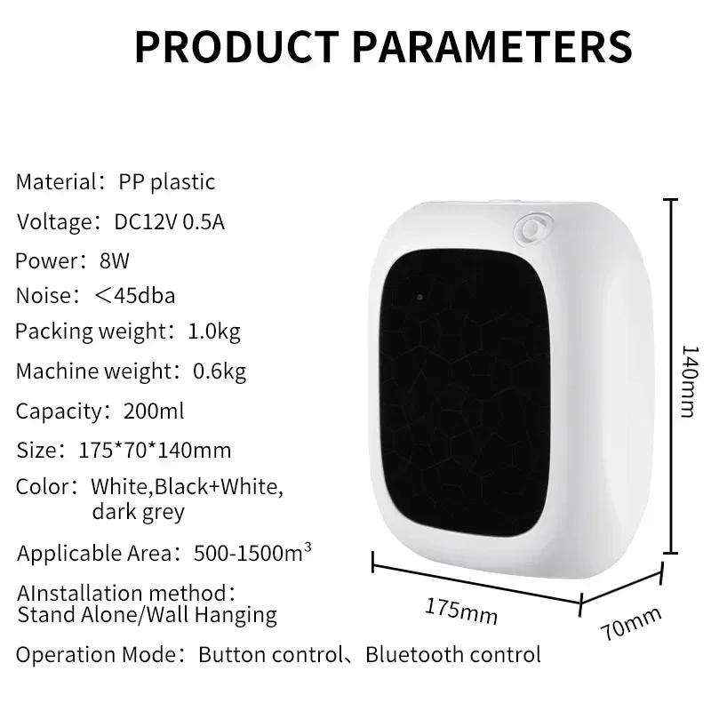 Aromatic Oil Diffuser Bluetooth Aroma Oil Diffuser For Home Hotel Air Freshener Device Wall Mounted Room Fragrance Diffuser