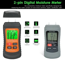 Digital Wood Moisture Meter Paper Wall Humidity Tester Accurate Needle Type Water Leakage Detector and Mold Tester