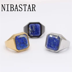 NIBA 레트로 블루 별이 빛나는 하늘 보석 반지, 남녀공용, 심플한 트렌디 쥬얼리, 커플 반지, 칵테일 반지, 도매