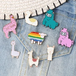 Cute Anime Alpacas! Cartoon Animal Pins Badges Rainbow Sheep Lapel Brooches Clothes Hat Bag Badges Jewelry Gift for Kids Friends