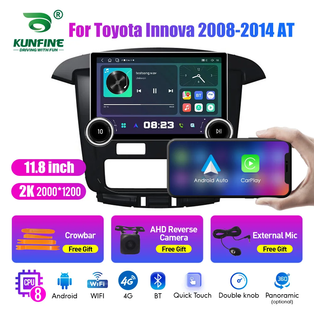 11.8 Inch 2K Double Knobs 2 Din Car Radio For Honda Innova 2008-2014 Car Radio DVD Multimedia Video Player Android Auto Carplay