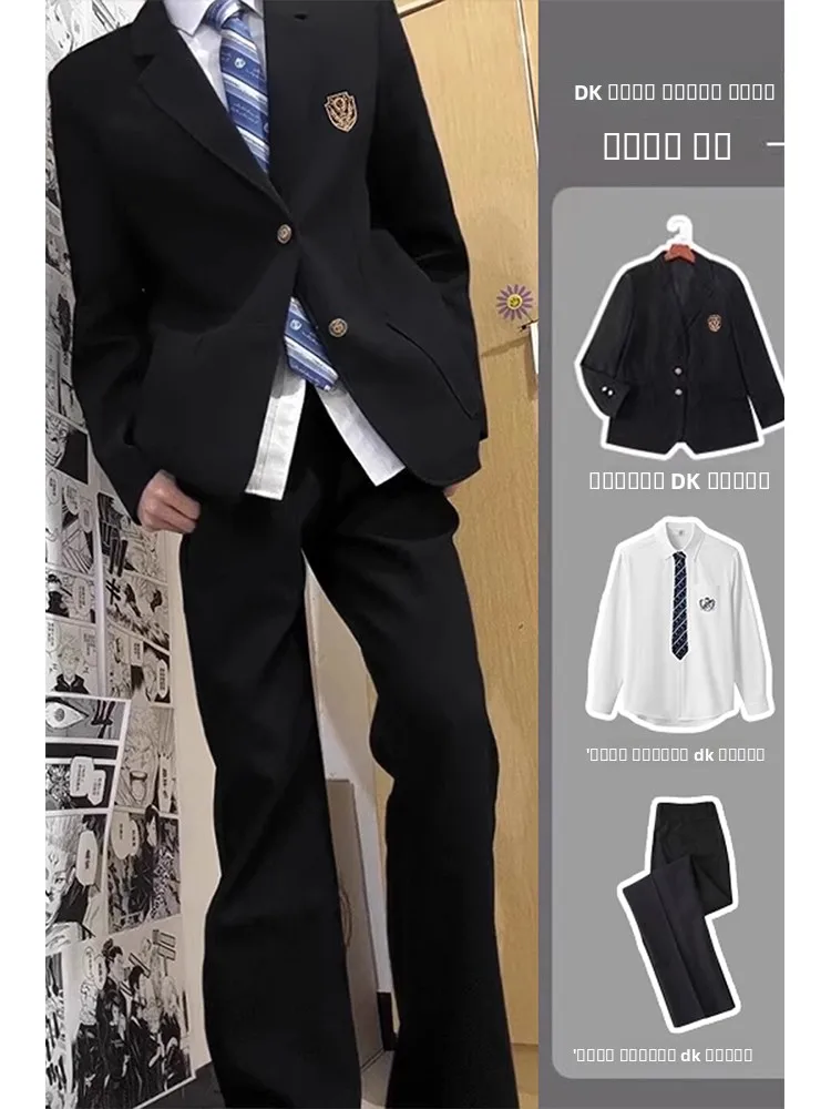 

Youthful College Sle Tee-Piece Suit Boys' orm Jaet Formal Wear Polyester Fiber Long Sve Flat Collar Single Button