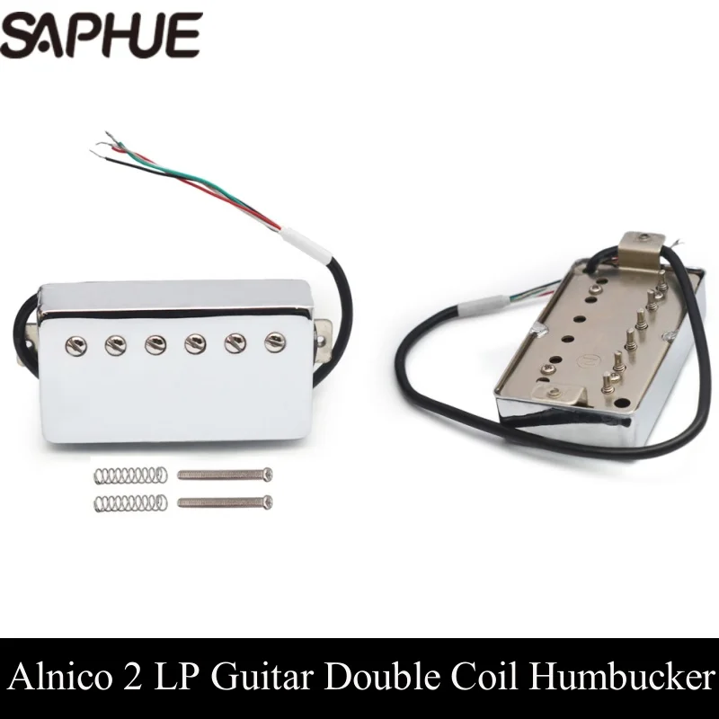 

Alnico 2 Humbucker Guitar Pickup with Brass Cover, Coil Splitting, 4 Coil Cable 7.5K, 8.6K, Alnico II Pickup for LP Guitar