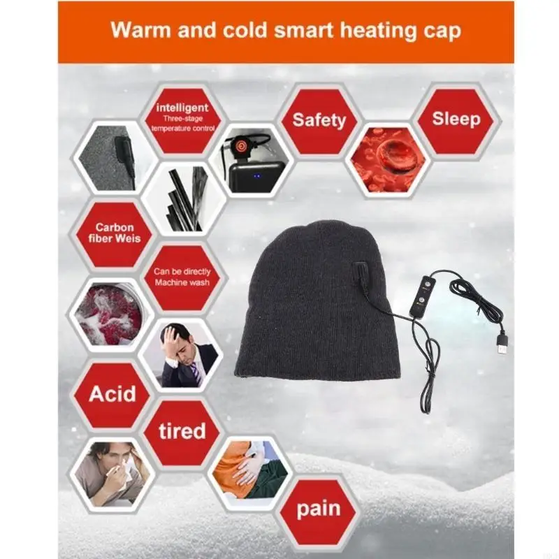 

Electric Heating Knitted Hat Carbon Fiber Heated Hat Windproof Hiking Camping