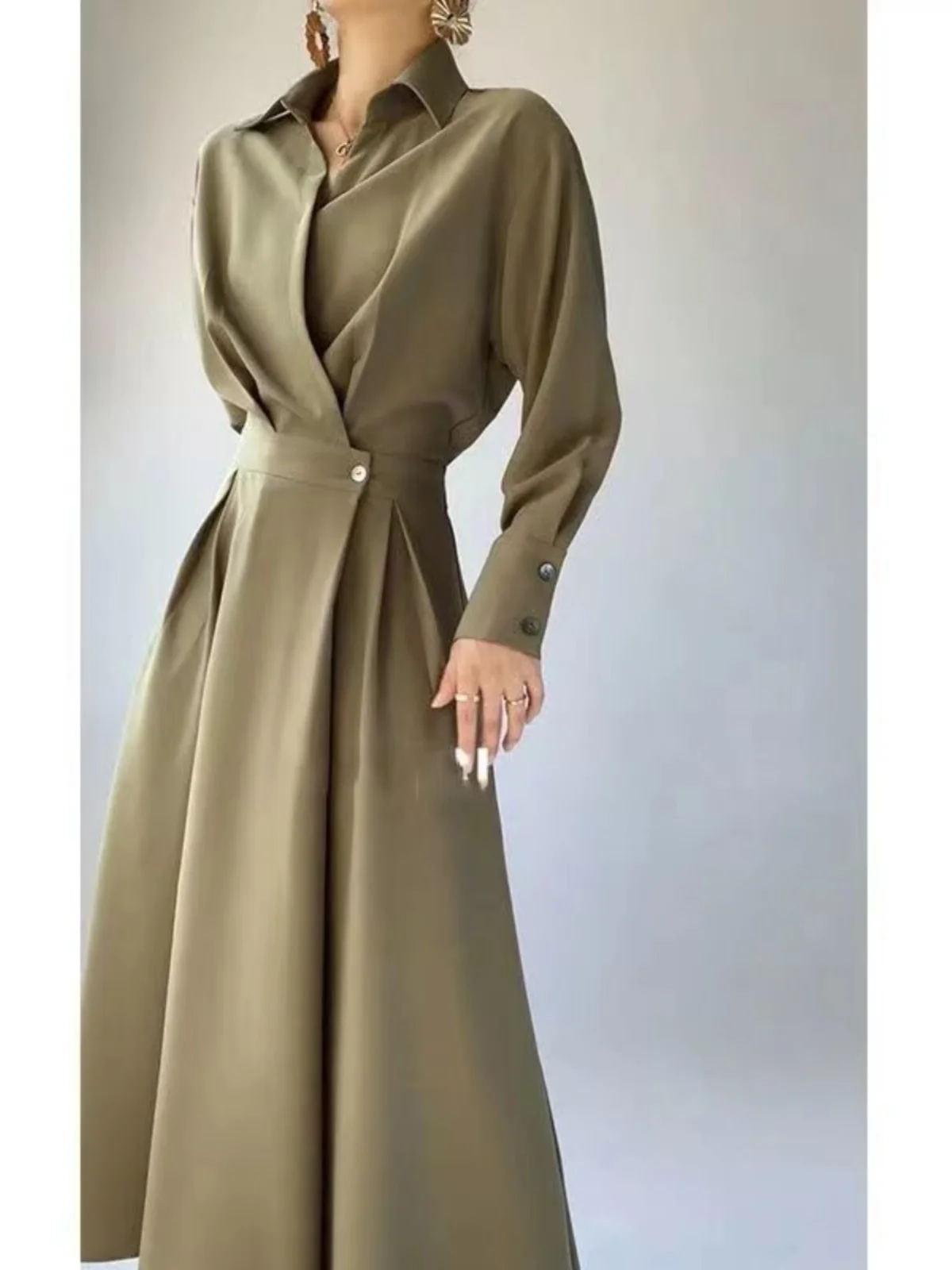 High Sense French sle Design Sense One piece Dress Women clothing Long sleeve New Elegant Commuter Long dress Light Luxury ...