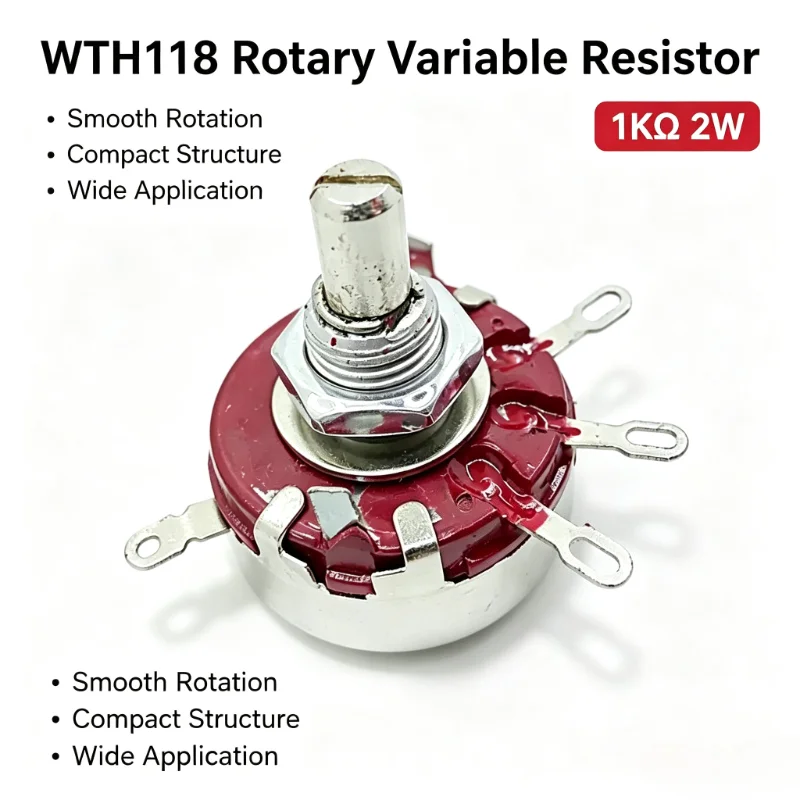 WTH118-1A 2W 1K 2.2K 4.7K 10K 22K 47K 100K 470K 1M Potentiometer New Authentic Variable Resistor VR Resistance 100K Ohm WTH(118)