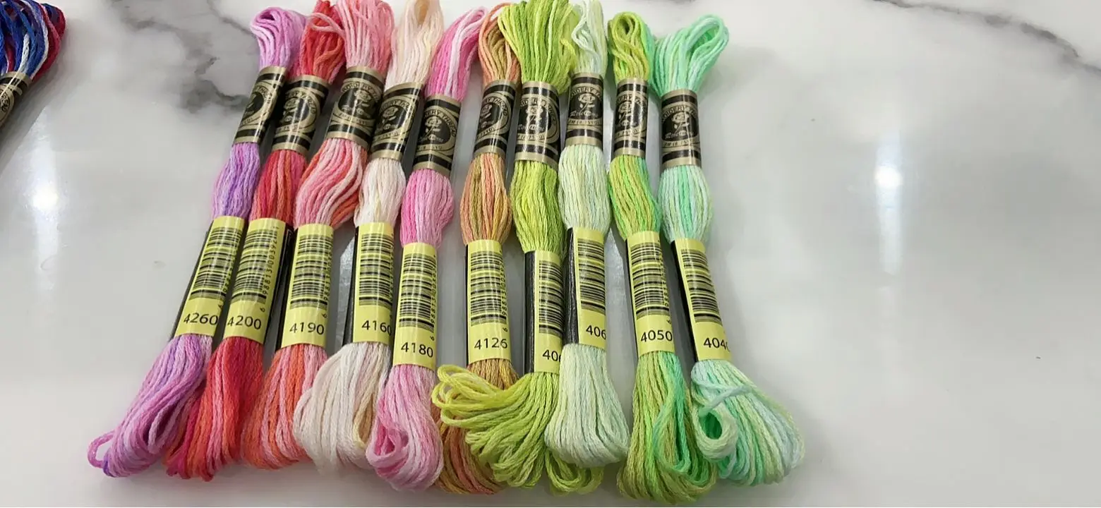 Variegated Cotton Embroidery Floss, 6 Strands, 8 Meters/Pcs Variation, Cross Stitch Thread, 41 DMC Colors in 4 Set