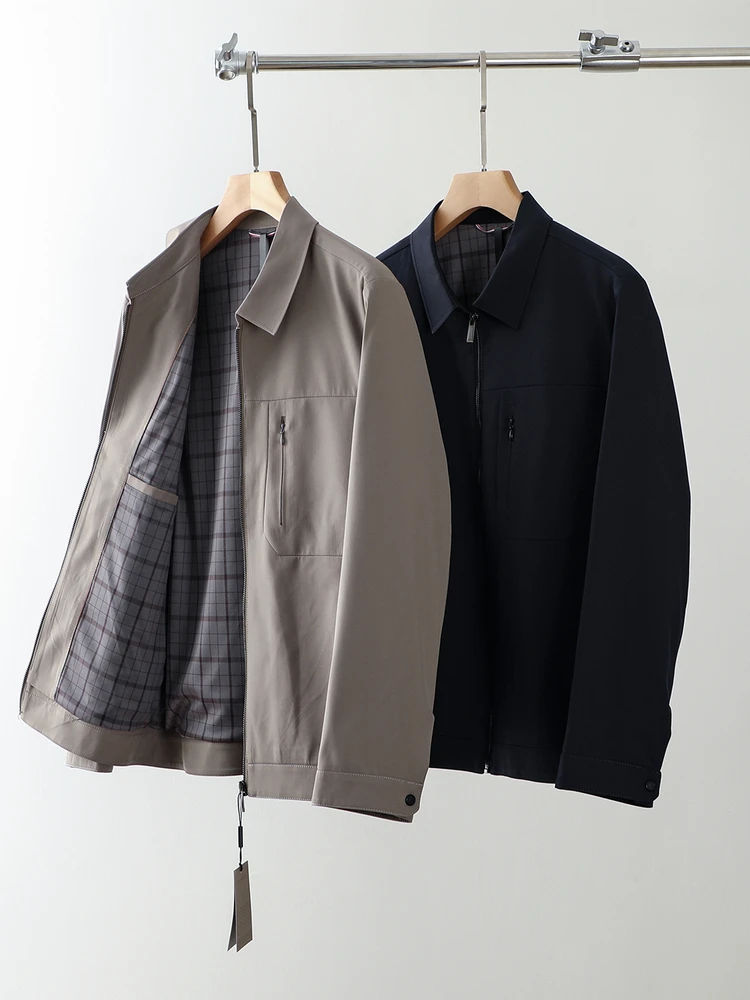 

Italian High-End Lightweight Smooth Windproof Anti-Wrinkle Autumn 2025 Men's Busin Casual Foldable Collar Adstrative J...