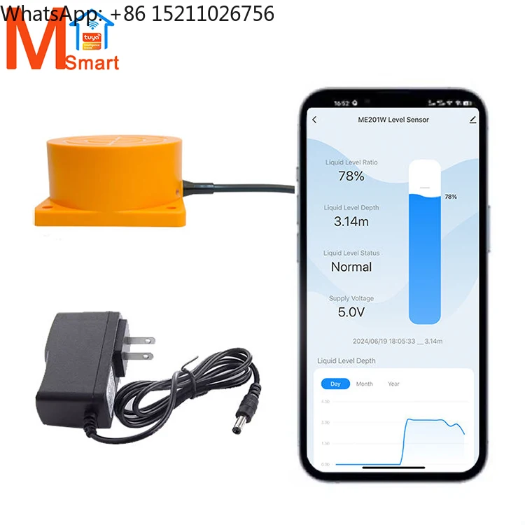 

Tuya Wireless WIFI Remote Ultrasonic Real-time Liquid Level Water Tank - Sensor