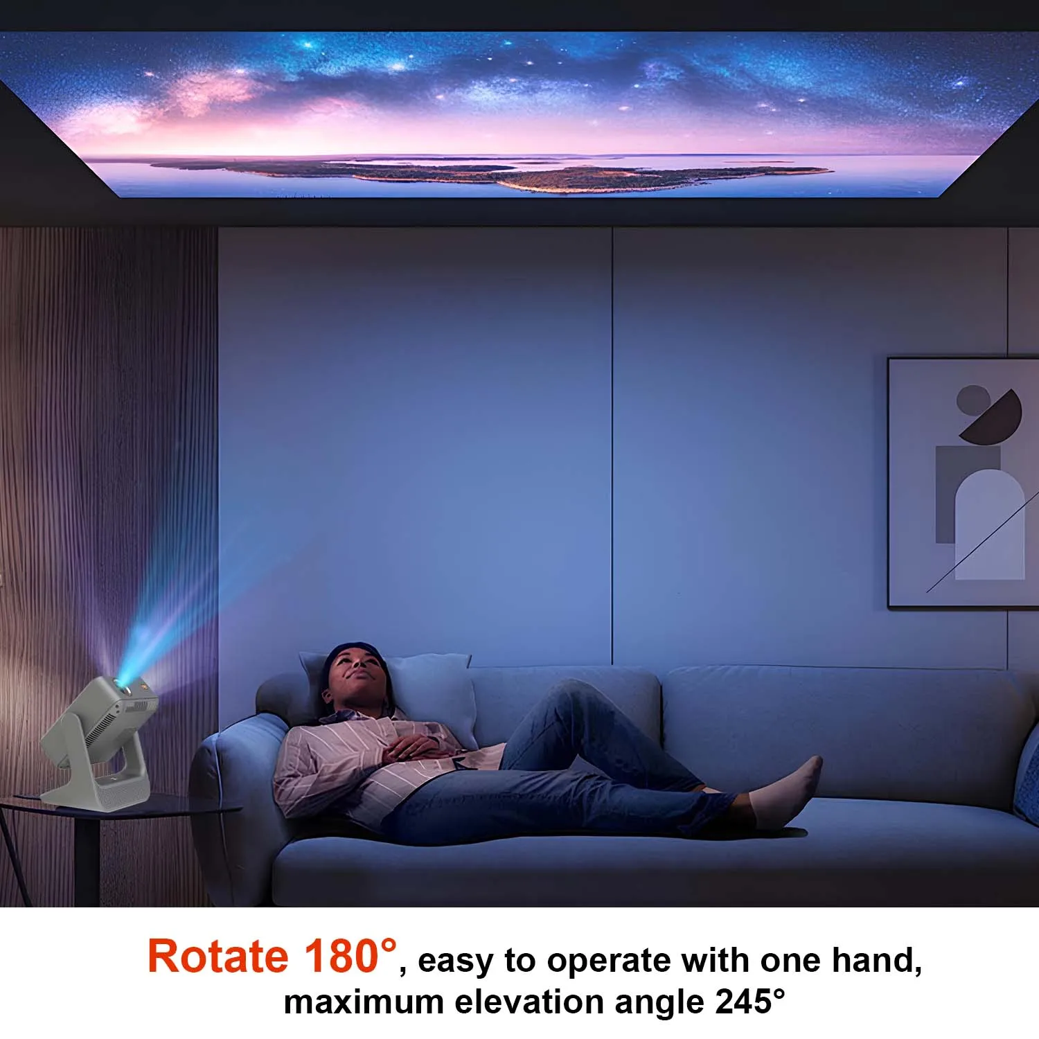 Projector 4K 1080P, 8" Touch Display, Wireless Bluetooth, Dual Screen HDMI USB, Home Cinema Karaoke