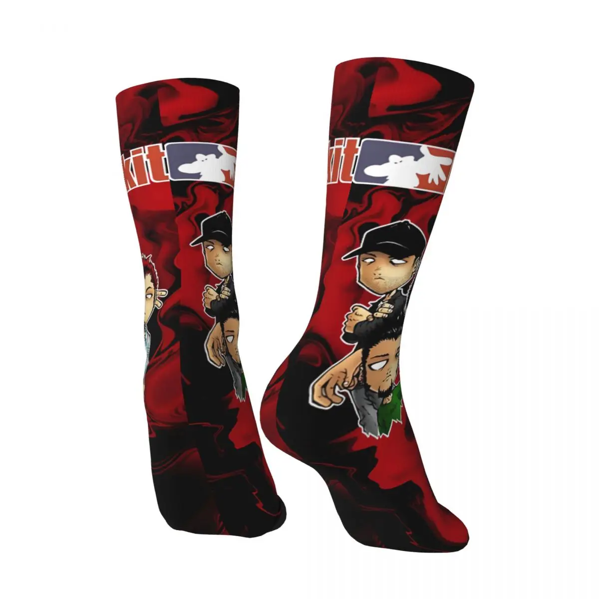 Retro Cute Men's compression Socks Unisex Limp Bizkit Street Style Seamless Printed Novelty Crew Sock