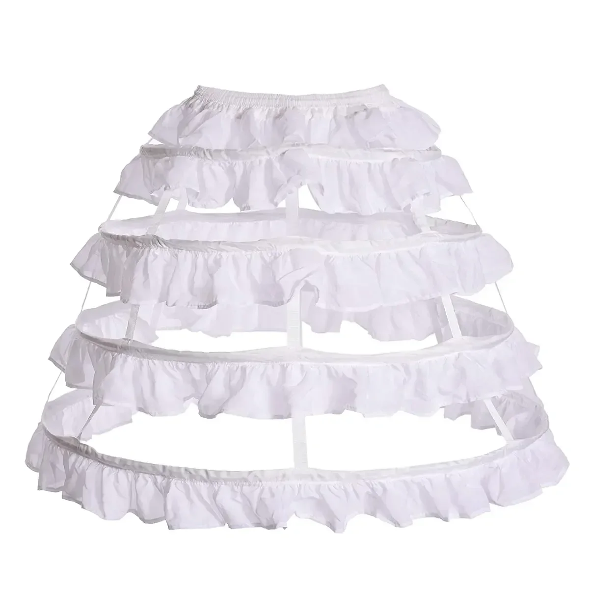 Women's 4 Hoops Costume Crinoline Lolita Girls Chiffon Petticoat Skirt Pannier Cosplay Underskirt