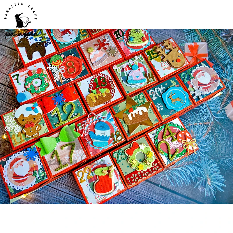 Panalisacraft Christmas countdown box Tree Ornaments Metal Cutting Dies diecut scrapbooking Album Paper Card Craft Embossing