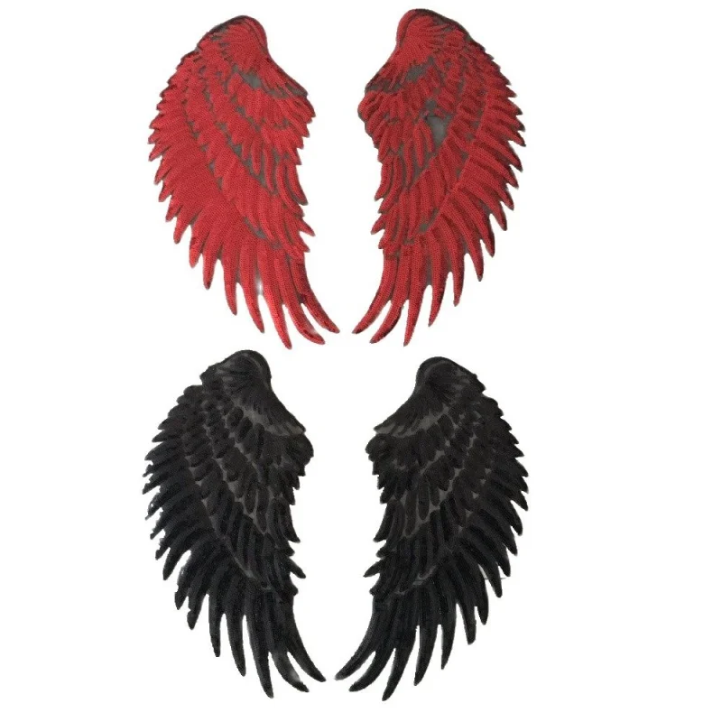 RED Sequins Wings Patches Iron on Patch for Clothes Big Motif Appliques Patch DIY Sewing Accessories ANGLE WING BLACK WHITE