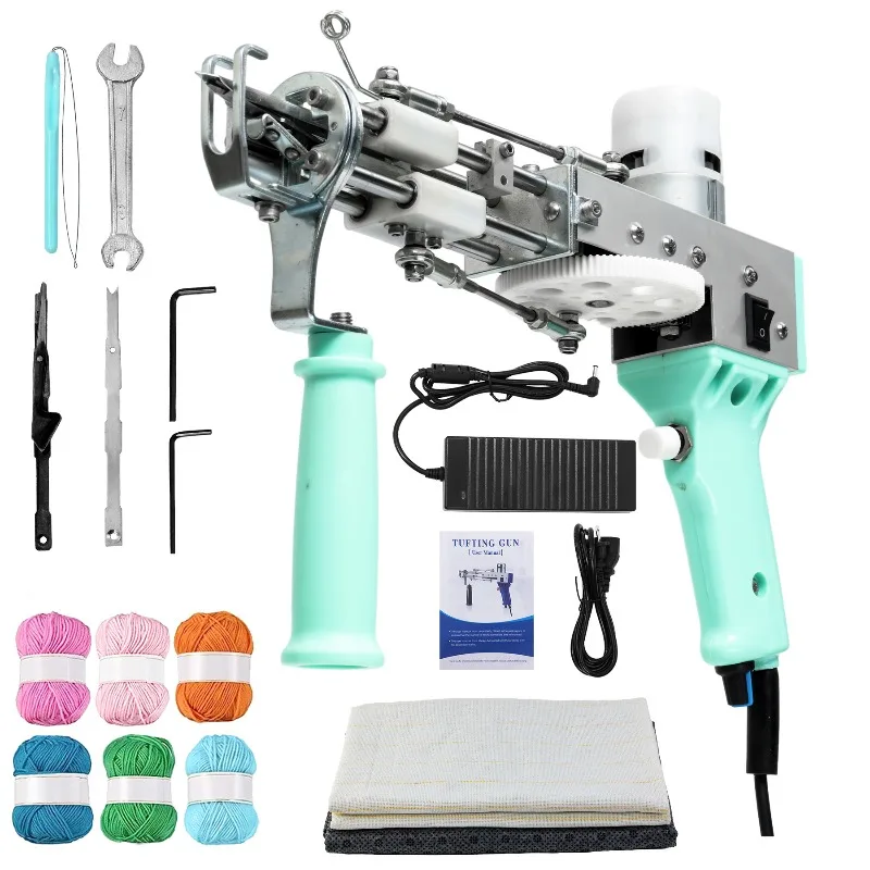 2-In-1 Handheld DIY Tufted Gun Set with Wool Yarn and Tufted Canvas Carpet Gun