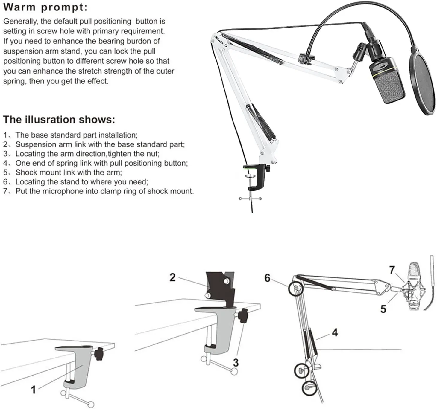 Neewer Desktop Microphone Suspension Boom Scissor Arm Stand Kit for Studio Broadcasting,Singing,Recording