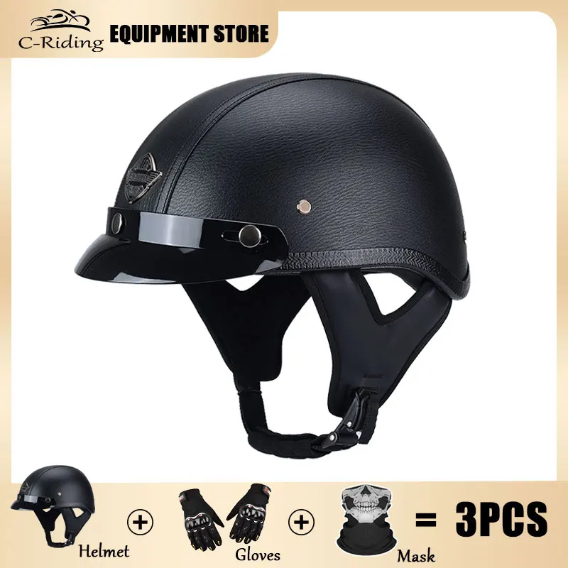 Open Face Retro Motorbike Helmet Vintage Motocycle Helmets Scooter Biker Motorbike Racing Riding Safety Cap Casco Moto