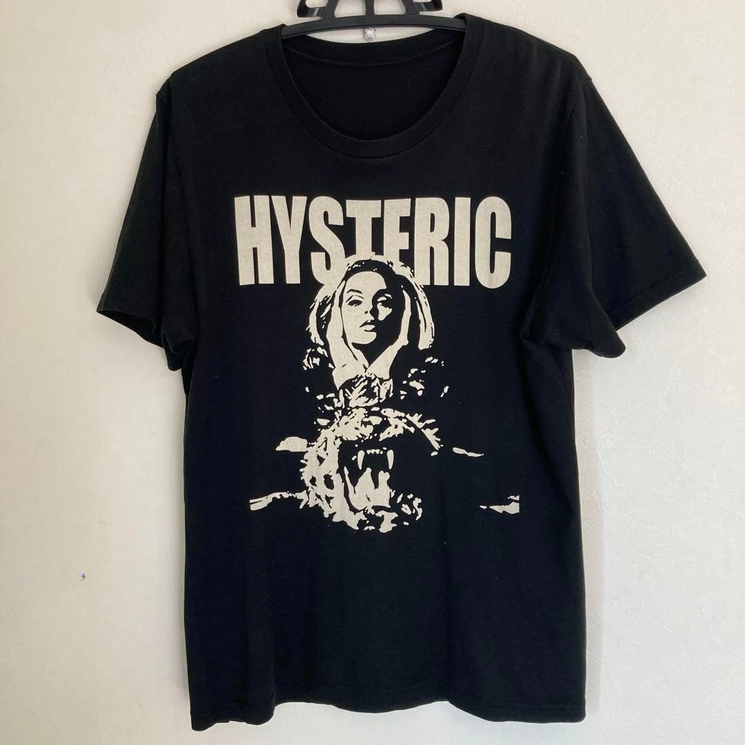 Hysteric Glamour 90s Retro Style Charcoal Reprint T Shirt for Men Women Y2k Graphic Short Sleeve Shirt Unisex Men Women Summer
