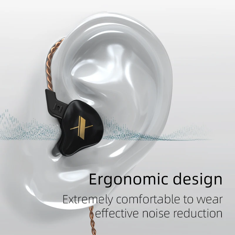 KZ EDX Wired Earphones Dynamic Driver In Ear Headphone HIFI Bass Music Earbuds Noise Canceling Earphones with Detachable Cable