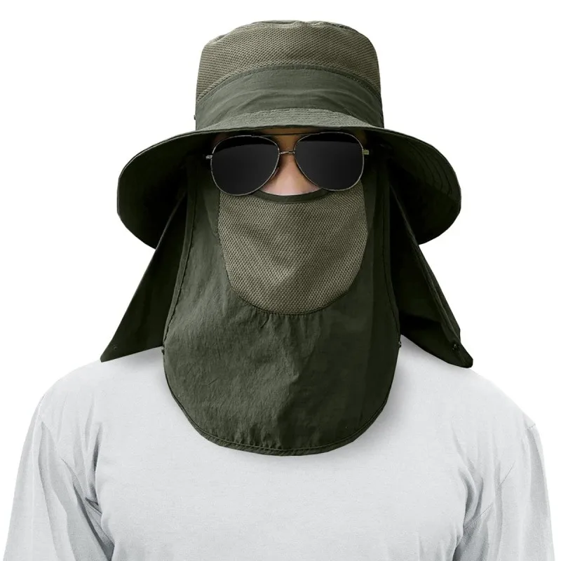 Outdoor Neck Protection Sun Cap Fishing Cycling Climbing Men Removable Face Shield Safari Hat Women Quick Drying Sunshade Hat