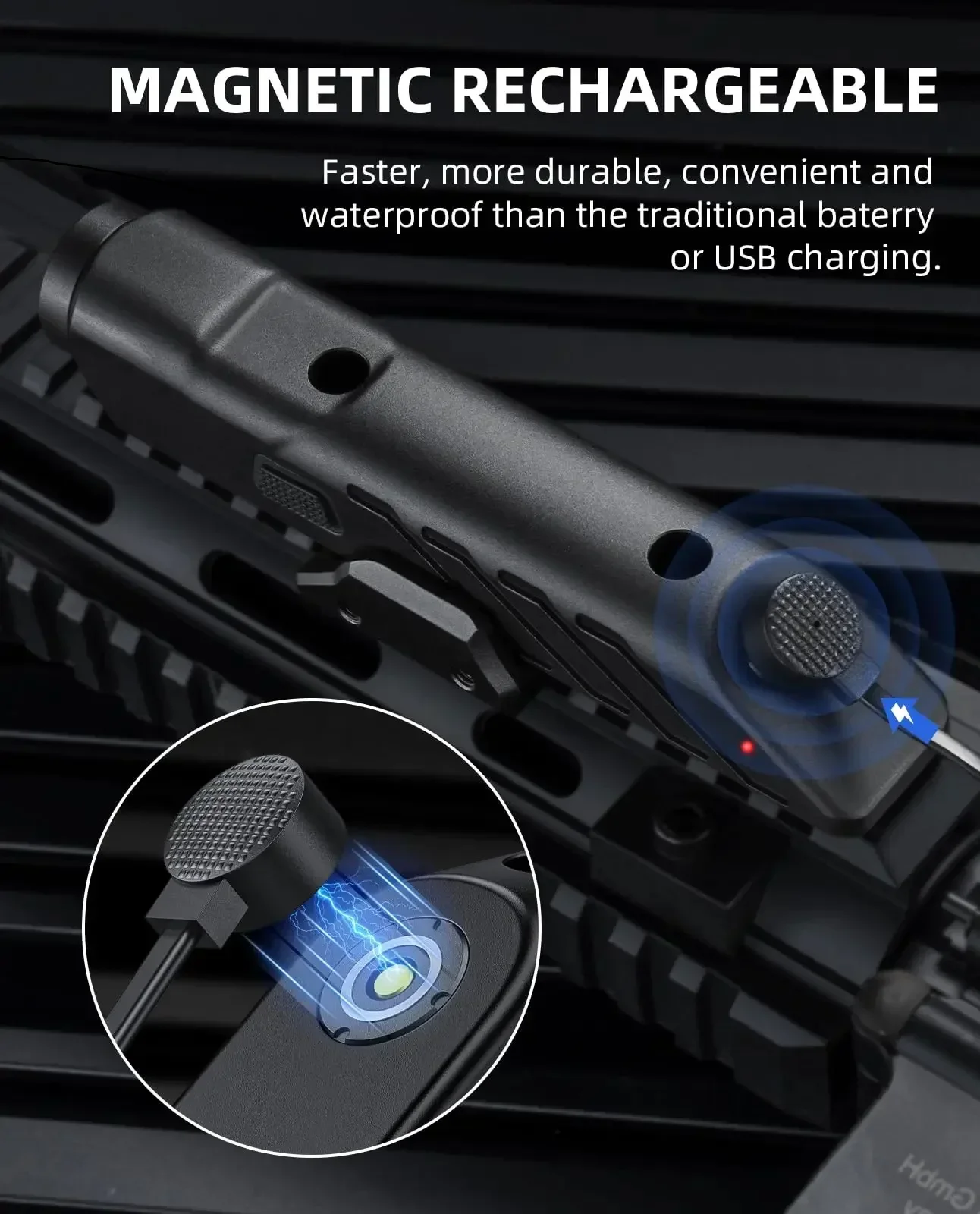 

Тактический фонарик для винтовки Richfire, 1700 люмен, со стробоскопом, подходит для M-Rail и планки Пикатинни, магнитный перезаряжаемый для охоты