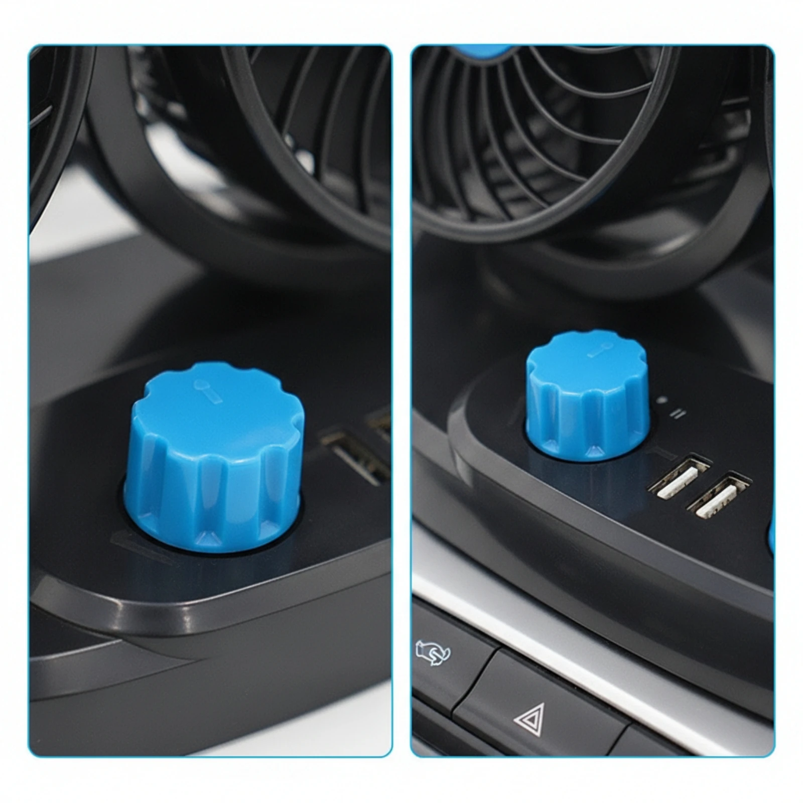 twinHead Car Fan Compact Dual Head Car Fan Powerful Strong Air Circulation for Commuters, Road Trips