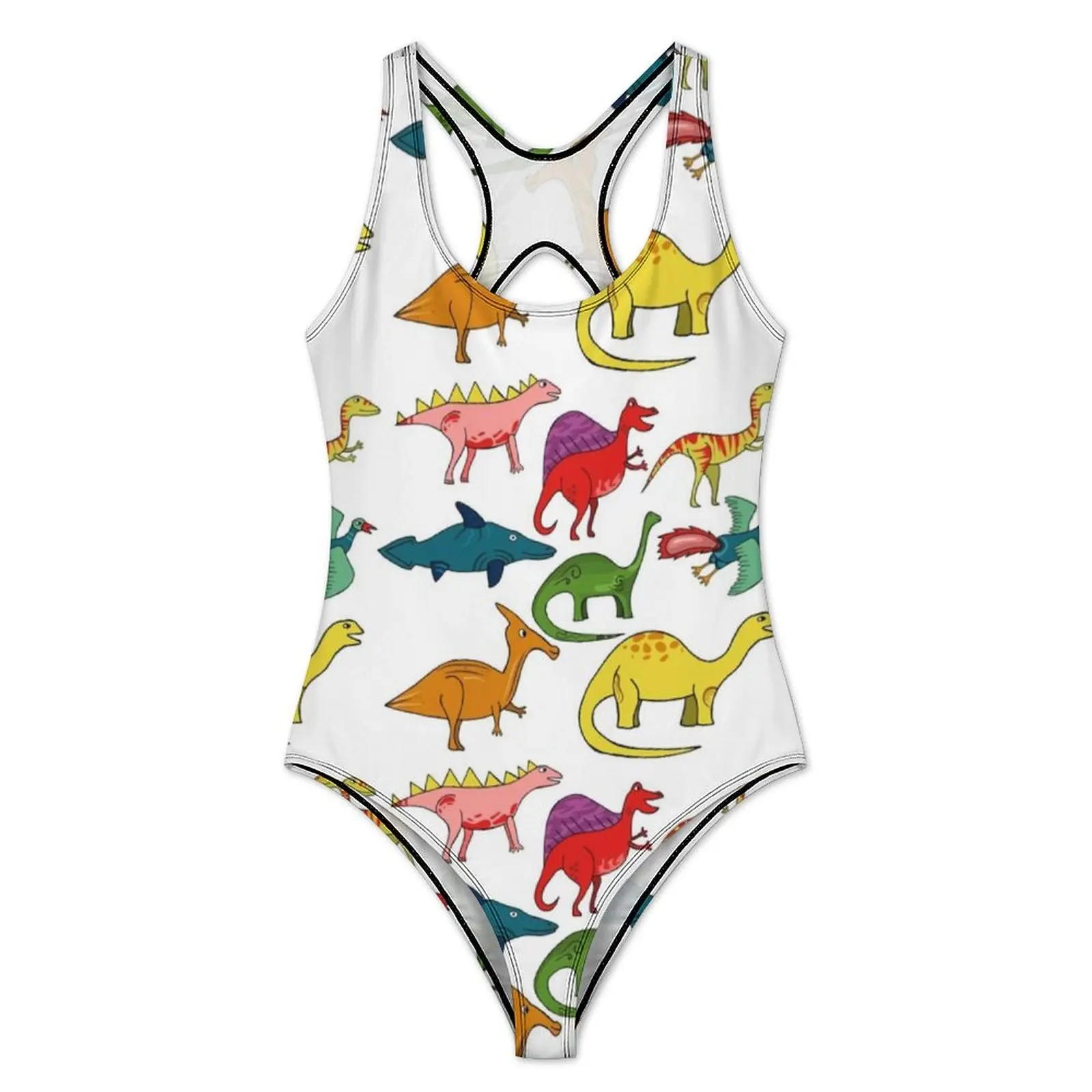 Cartoon Dinosaurs Swimsuit Dinosaur Collection Swimwear One-Piece Beach Swimsuits Hollow Out Monokini Woman Push Up Beach Wear