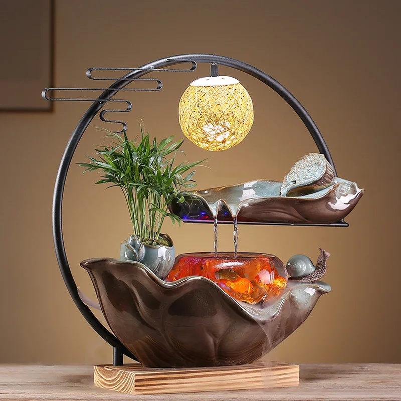 Creative Modern Water Fountain Eco Friendly Ceramic Wealth Anniversary Decoration Irregular Shape