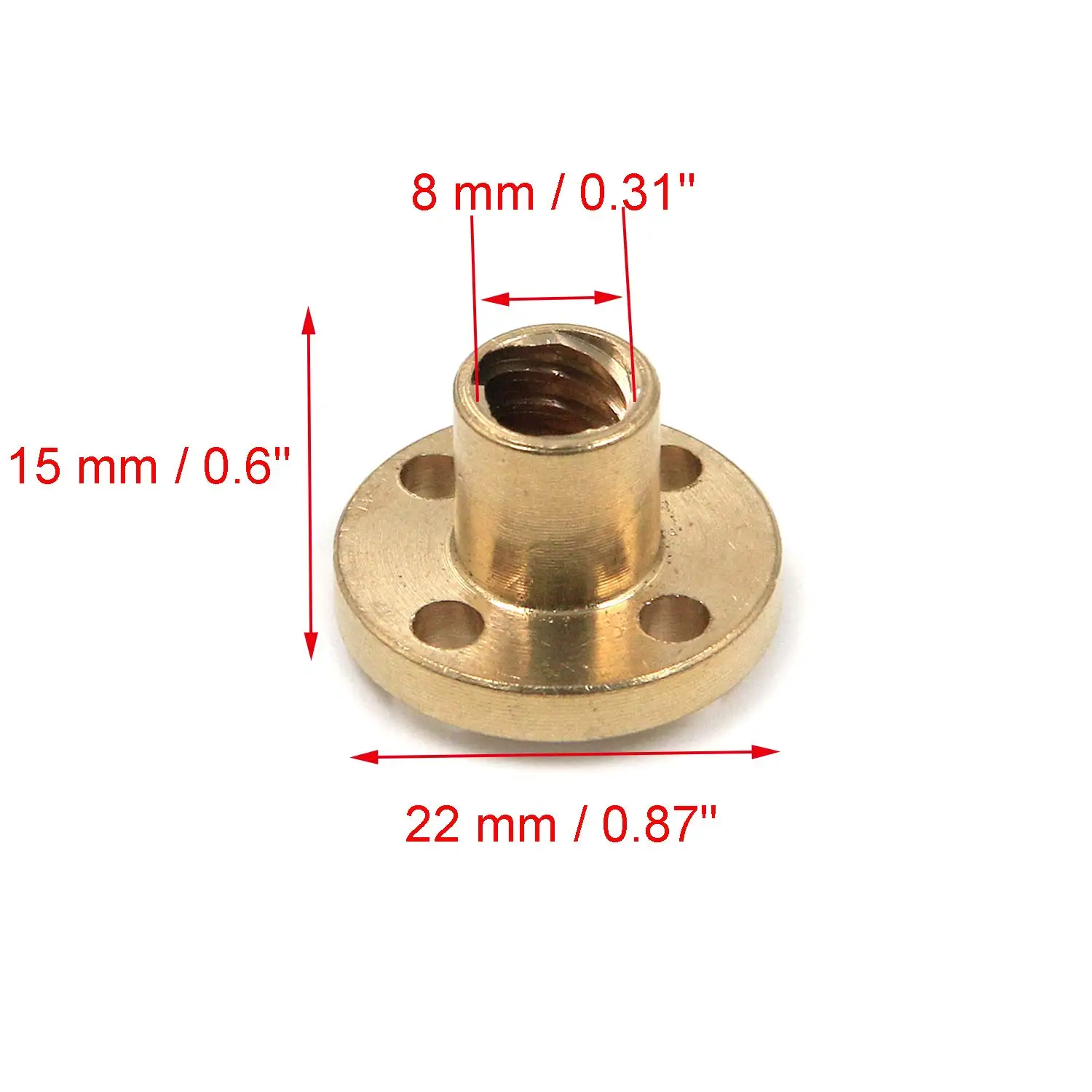 T8 Lead Screw Nut Flange Brass Nut Pitch 1mm/2mm Lead1/2/4/8/10/12mm/14 mm Trapezoidal Lead Screw Nut For CNC 3D Printer Parts