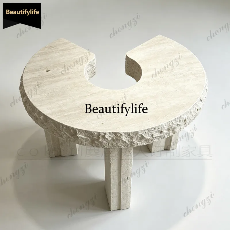 D80 wabi-sabi minimalist natural travertine Nakashimadai clothing store display stand special-shaped stone display table